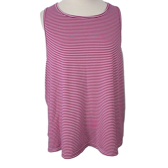 Dip Tank Top Womens Plus Size 2X Stretch Sleeveless Striped Lightweight Shirt - Picture 1 of 9
